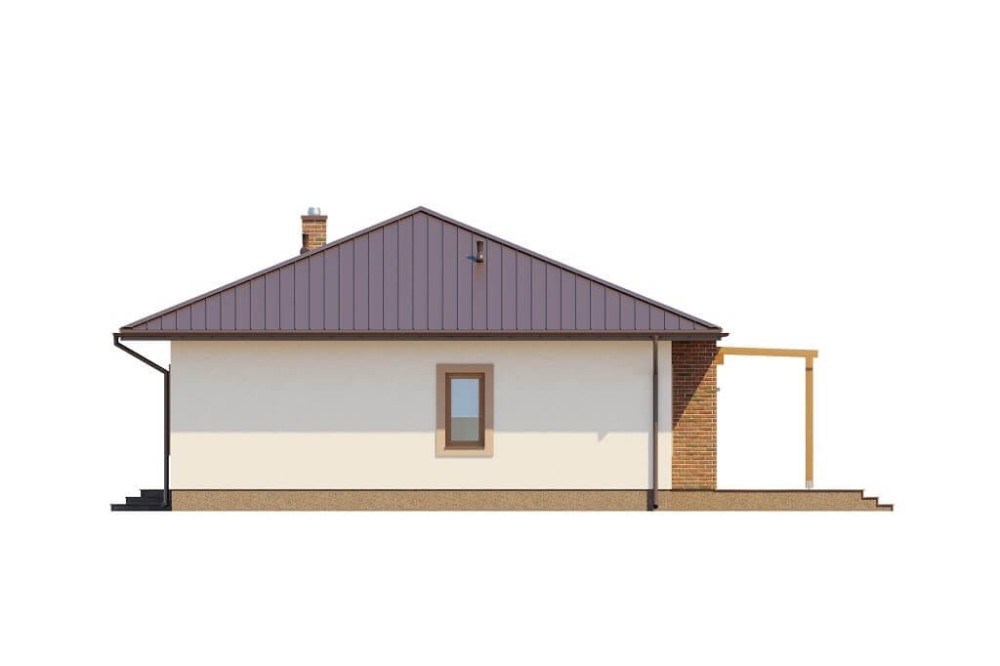 Projekt domu Zalasek  DM-6651,jednorodzinny przeznaczony dla 3 - 4 osób parterowy, niepodpiwniczony, bez garażu -elewacja lewa