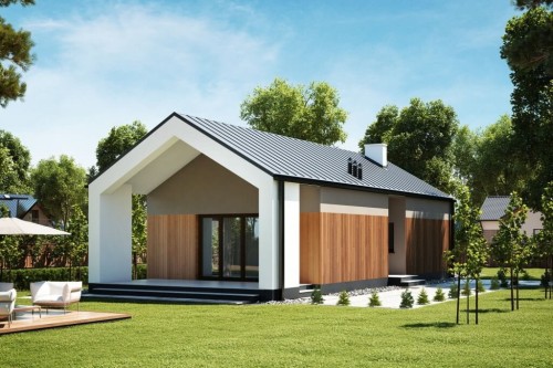 Projekt domu Stroiczka DM-6622, parterowy, nowoczesny, bez garażu - wizualizacja elewacji