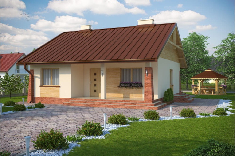 Projekt domu Rejmontów DM-6298 , parterowy, jednorodzinny dworkowy, bez garażu, bez podpiwniczenia-kolorystyka wersja 3