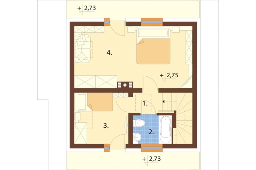 Projekt domu Prądnik DM-6143, parterowy z poddaszem mieszkalnym, częściowo podpiwniczony - rzut poddasza