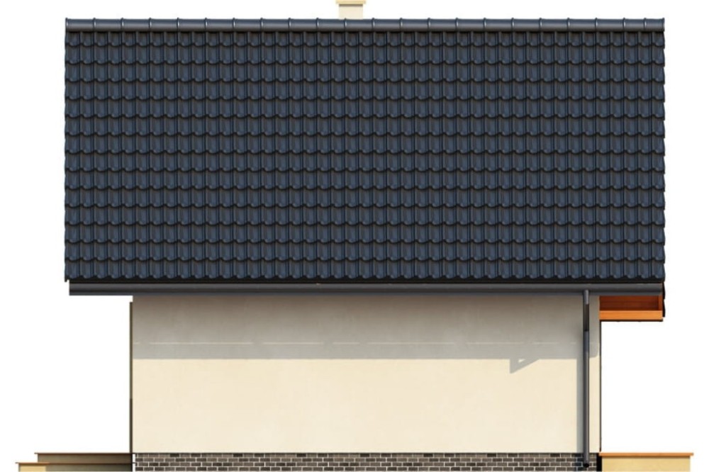 Projekt domu Prądnik DM-6143, parterowy z poddaszem mieszkalnym, częściowo podpiwniczony - wizualizacja elewacji prawej