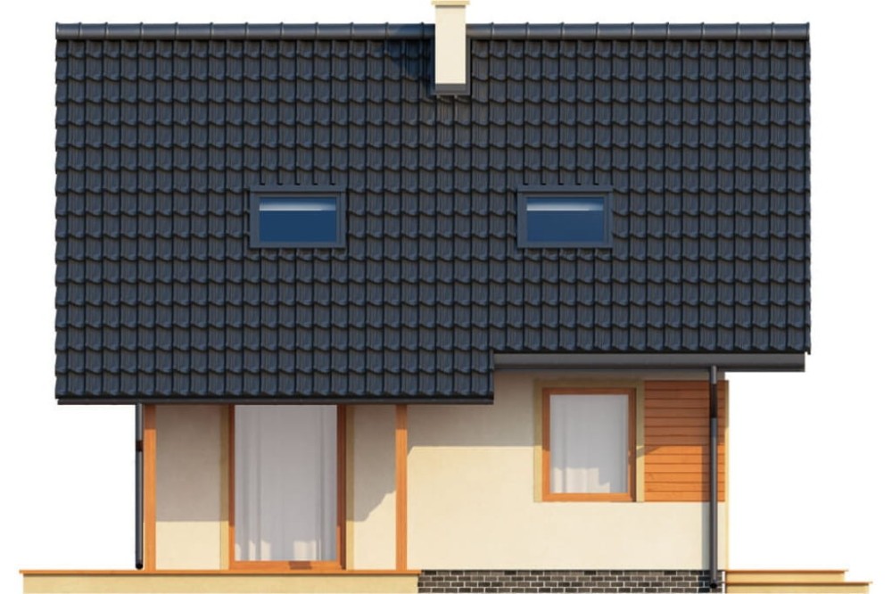 Projekt domu Prądnik DM-6143, parterowy z poddaszem mieszkalnym, częściowo podpiwniczony - wizualizacja elewacji lewej