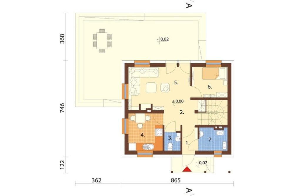 Projekt domu DM-6190 D - rzut parteru