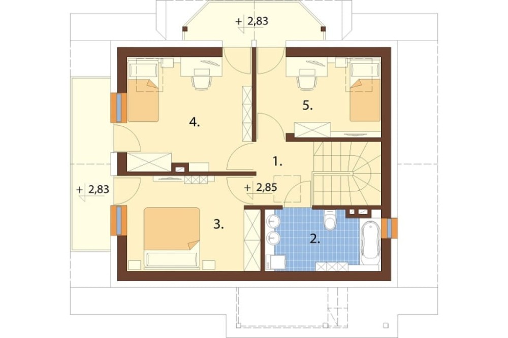 Projekt domu Turowice D DM-6190 D, parterowy, z poddaszem użytkowym, jednorodzinny, tradycyjny, bez garażu -rzut poddasza
