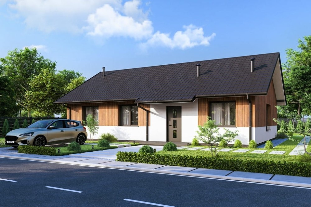 Projekt domu Zernetis DM-6827, parterowy, jednorodzinny, niepodpiwniczony - kolorystyka wersja 4