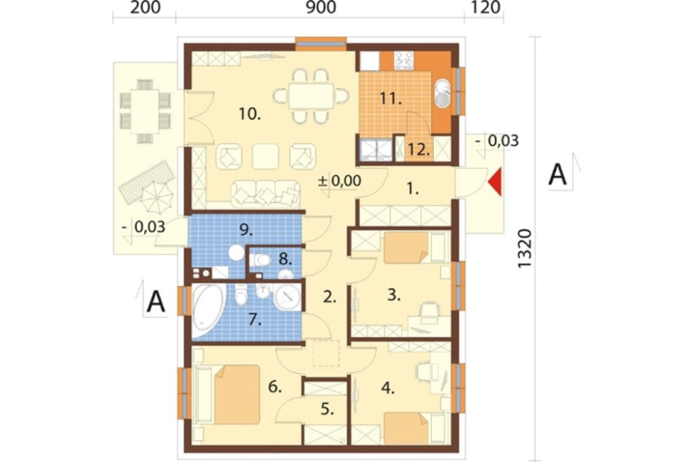 Projekt domu Zernetis DM-6827, parterowy, jednorodzinny, niepodpiwniczony - rzut parteru
