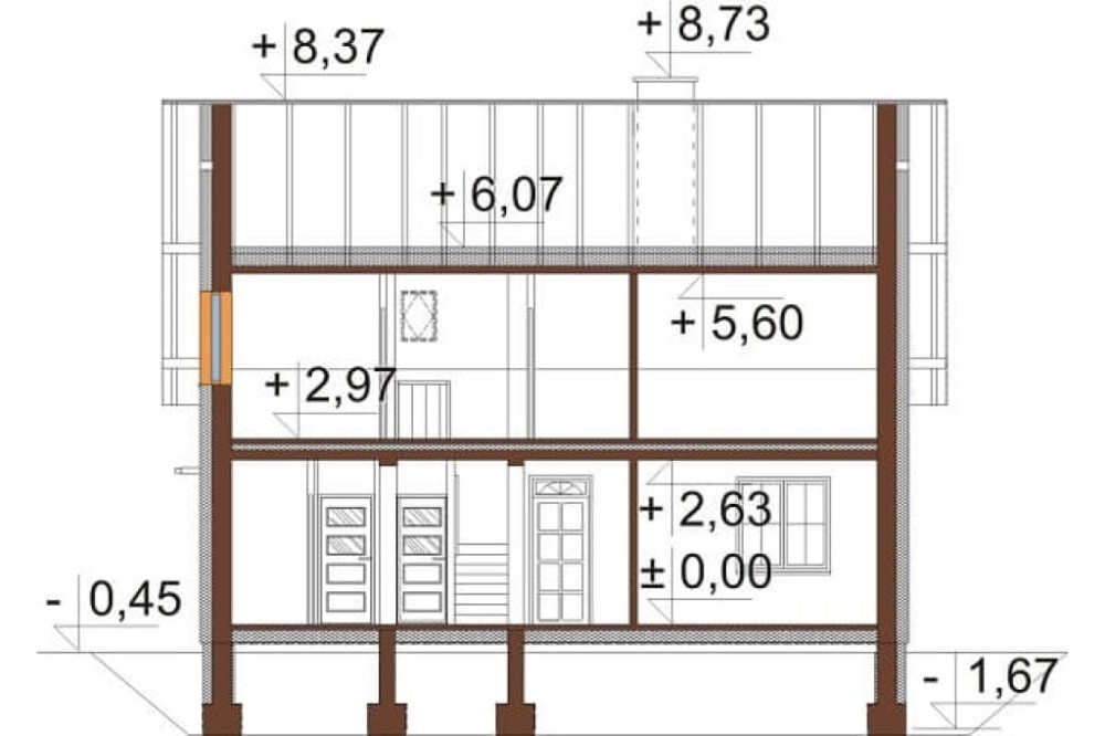 Projekt domu DM-6653 - przekrój A-A