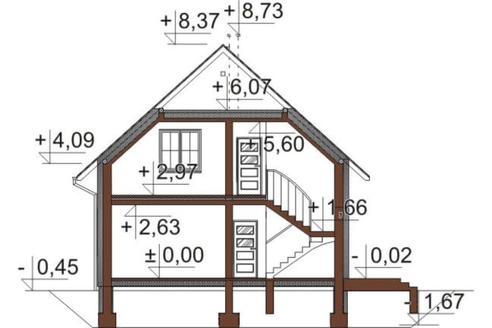 Projekt domu DM-6653 - przekrój B-B