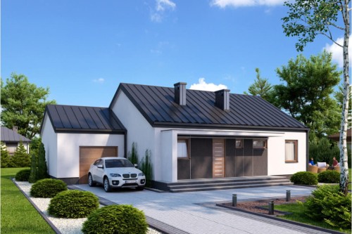 Projekt domu Słowicze N DM-5538 N, parterowy, jednorodzinny, z garażem, bez podpiwniczenia-kolorystyka wersja 1