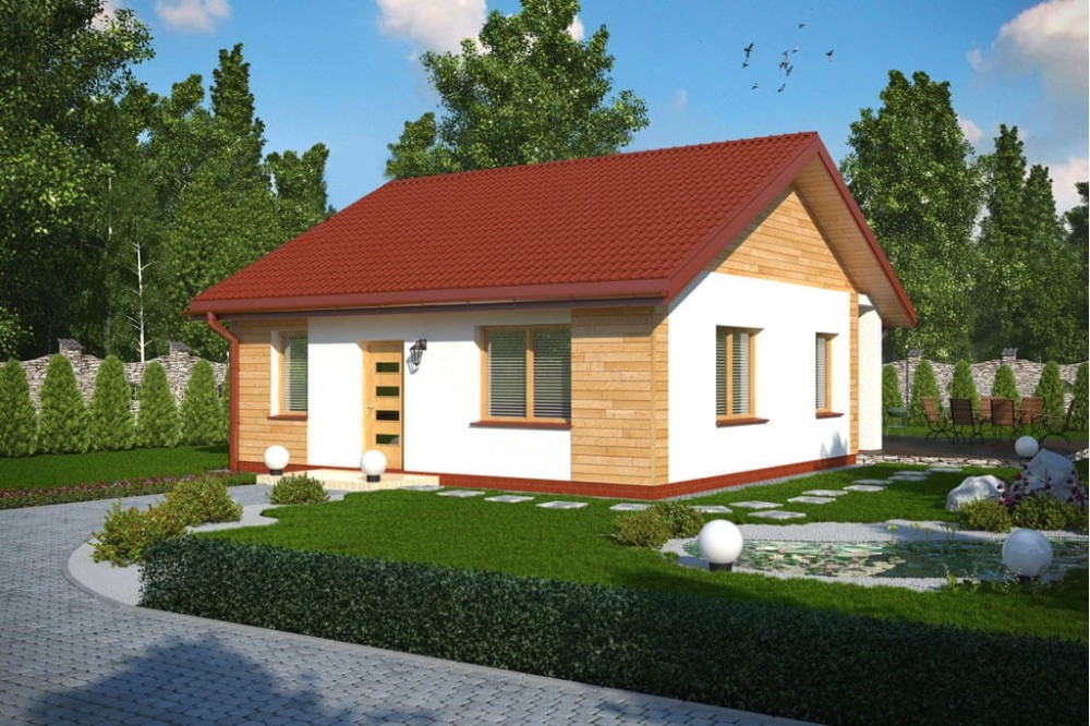 Projekt domu  Bobrowniki DM-5516, parterowy, bez podpiwniczenia - wizualizacja elewacji