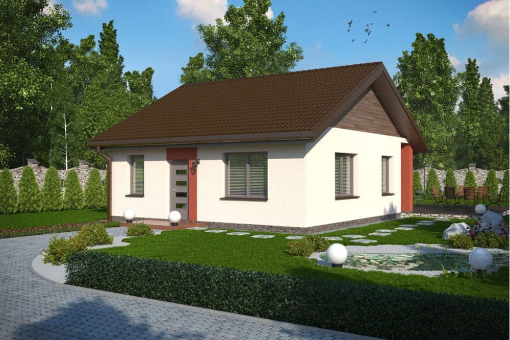 Projekt domu  Bobrowniki DM-5516, parterowy, bez podpiwniczenia - wizualizacja elewacji