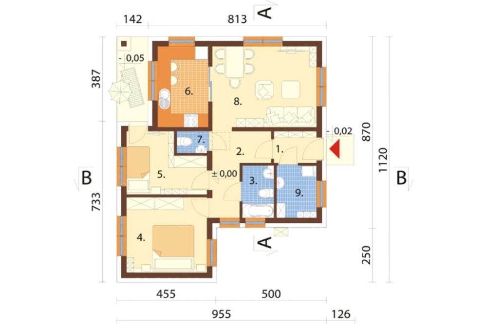 Projekt domu  Bobrowniki DM-5516, parterowy, bez podpiwniczenia  - rzut parteru