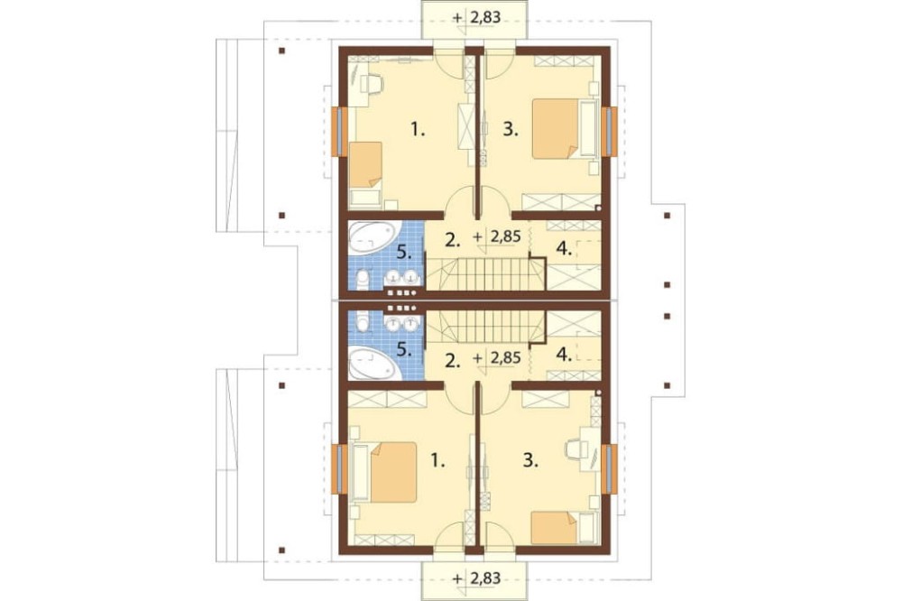 Projekt domu Szakłak B DM-6095 B, mieszkalny w zabudowie bliźniaczej, niepodpiwniczony, z poddaszem użytkowym, bez garażu  - rzut poddasza