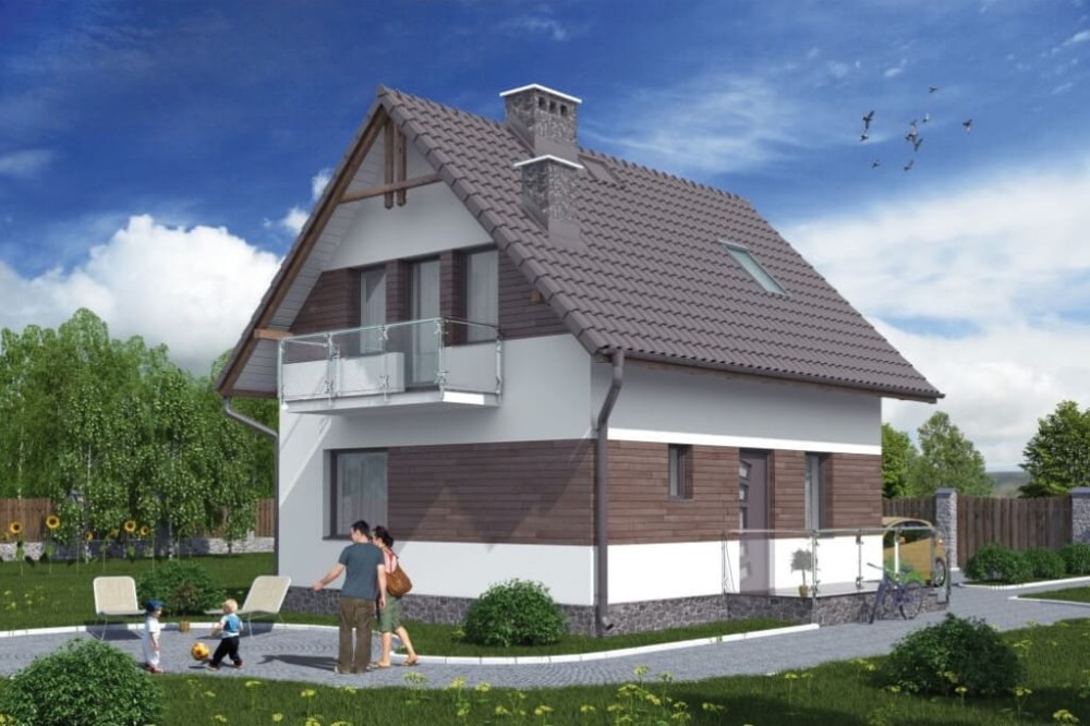 Projekt domu Czajków C DM-5582 C, parterowy,z poddaszem użytkowym, tradycyjny, bez garażu-kolorystyka wersja 1