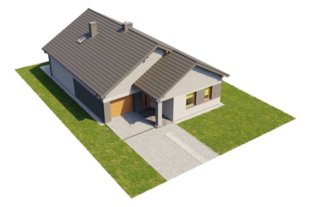 Projekt domu Danum DM-6708,parterowy, niepodpiwniczony, z garażem jednostanowiskowym - model