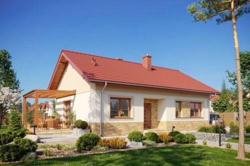 Projekt domu Ligustr DM-6637, parterowy, jednorodzinny, bez podpiwniczenia - kolorystyka wersja 1