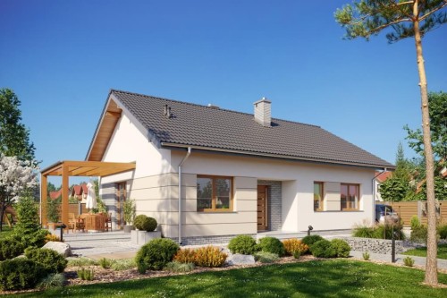 Projekt domu Ligustr DM-6637, parterowy, jednorodzinny, bez podpiwniczenia - kolorystyka wersja 2