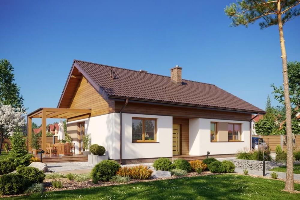 Projekt domu Ligustr DM-6637, parterowy, jednorodzinny, bez podpiwniczenia - kolorystyka wersja 3