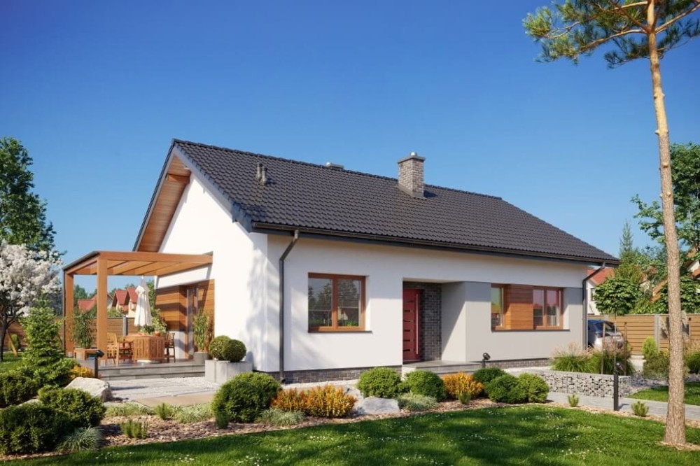 Projekt domu Ligustr DM-6637, parterowy, jednorodzinny, bez podpiwniczenia - kolorystyka wersja 4