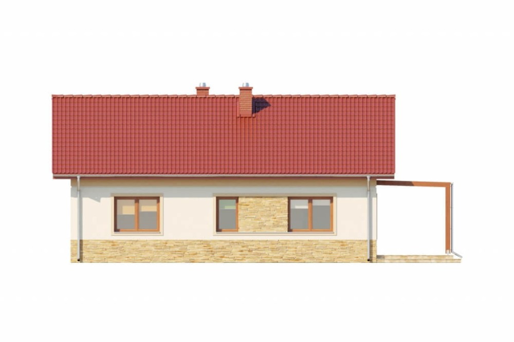 Projekt domu Ligustr DM-6637, parterowy, jednorodzinny, bez podpiwniczenia - wizualizacja elewacji ogrodowej