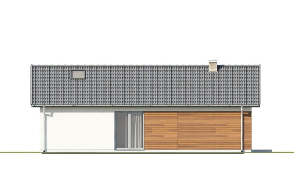 Projekt domu Vinium DM-6692, parterowy, jednorodzinny, nowoczesny, bez garażu, bez podpiwniczenia - elewacja boczna
