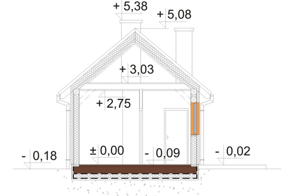 Projekt domu Vinium DM-6692, parterowy, jednorodzinny, nowoczesny, bez garażu, bez podpiwniczenia - przekrój A-A
