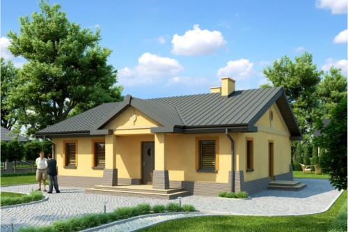 Projekt domu Mościska DM-6300, parterowy, bez podpiwniczenia - kolorystyka wersja 2