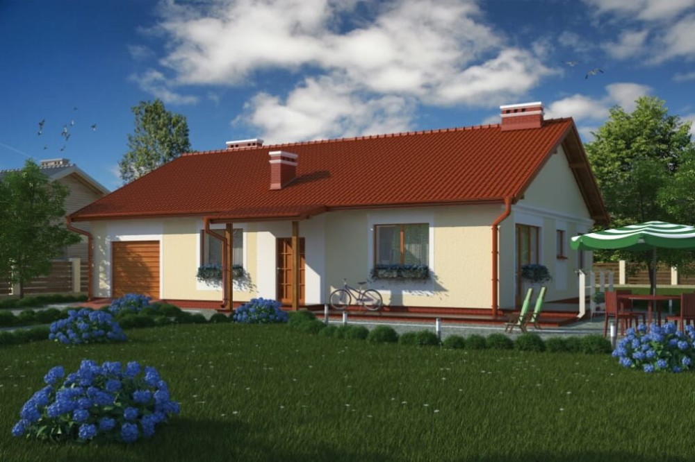 Projekt domu  Nawojowa DM-5518, jednorodzinny przeznaczony dla 3 - 4 osób - wizualizacja elewacji