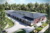 Projekt domu opieki dla osób starszych K-80, parterowy z piętrem na części budynku, niepodpiwniczony - kolorystyka wersja 3