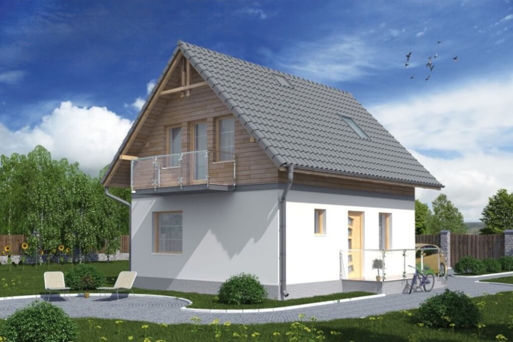 Projekt domu Czajków DM-5582, jednorodzinny, z poddaszem użytkowym, bez garażu, bez podpiwniczenia-kolorystyka wersja 4