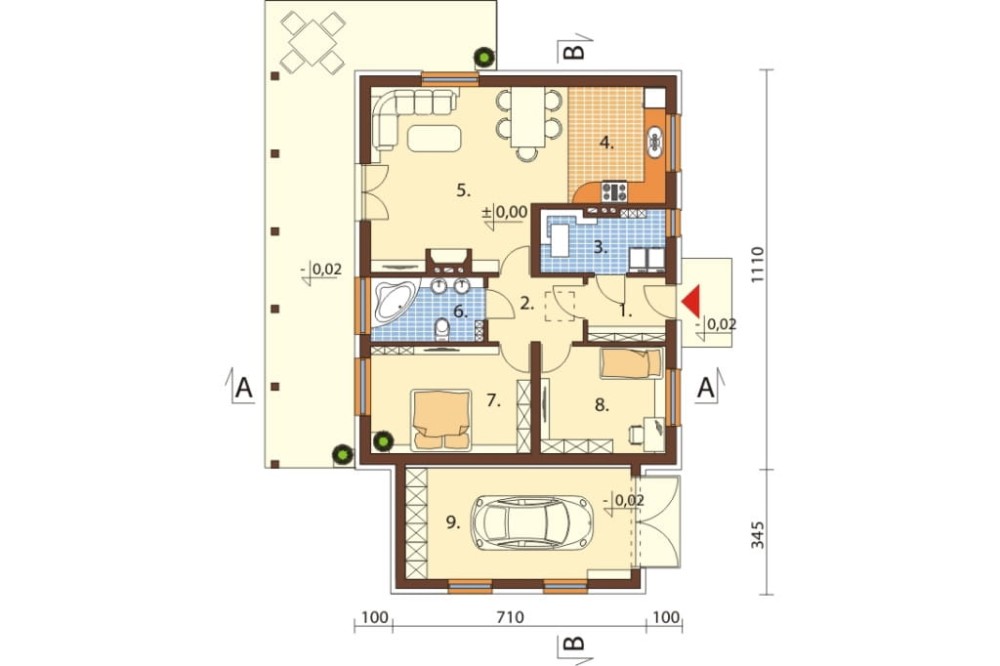 Projekt domu Roglice DM-6546, parterowy, jednorodzinny, tradycyjny, z garażem, bez podpiwniczenia - rzut parteru