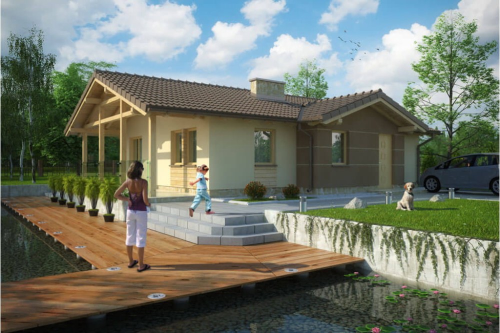 Projekt domu Smerekówka DM-6033, parterowy, bez podpiwniczenia-kolorystyka wersja 1