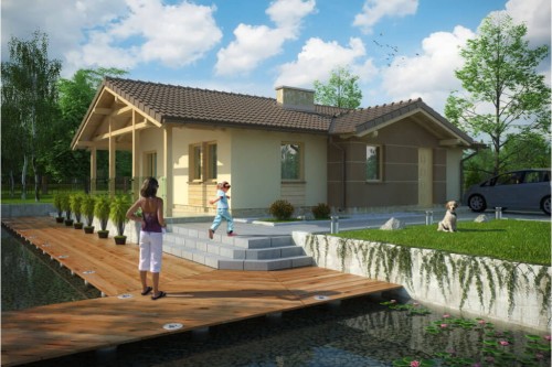 Projekt domu Smerekówka DM-6033, parterowy, bez podpiwniczenia - kolorystyka wersja 1