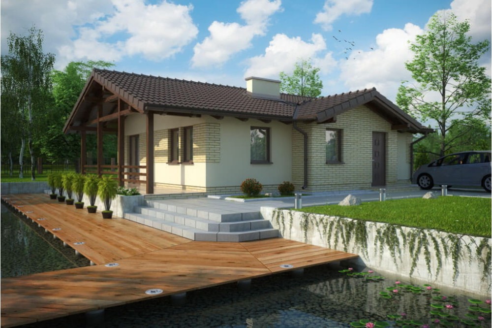 Projekt domu Smerekówka DM-6033, parterowy, bez podpiwniczenia-kolorystyka wersja 3