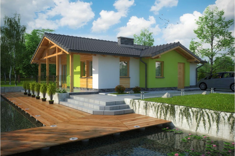 Projekt domu Smerekówka DM-6033, parterowy, bez podpiwniczenia-kolorystyka wersja 4