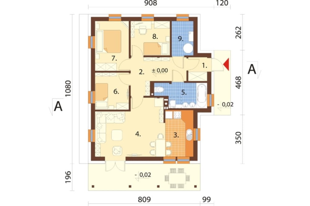 Projekt domu Smerekówka DM-6033, parterowy, bez podpiwniczenia  - rzut parteru