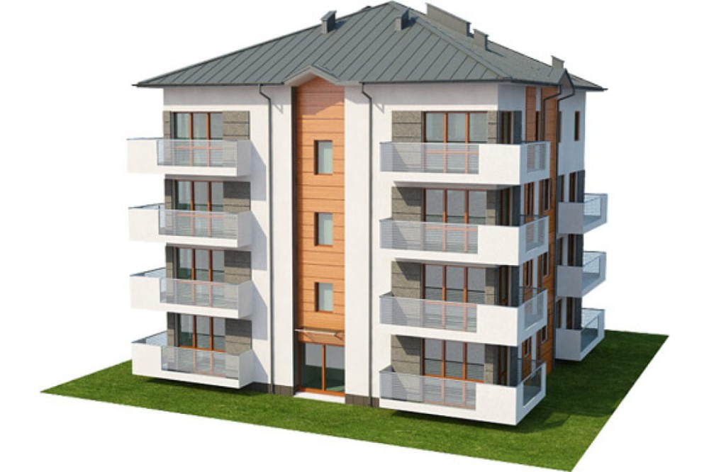 Projekt budynku wielorodzinnego DM-6496, czterokondygnacyjny, bez podpiwniczenia, bez garażu - model