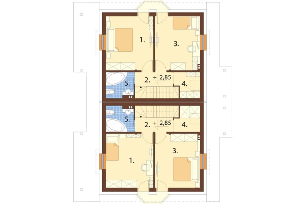 Projekt domu Sarnaki DM-6095, parterowy, parterowy w zabudowie bliźniaczej z poddaszem mieszkalnym, bez podpiwniczenia  - rzut poddasza