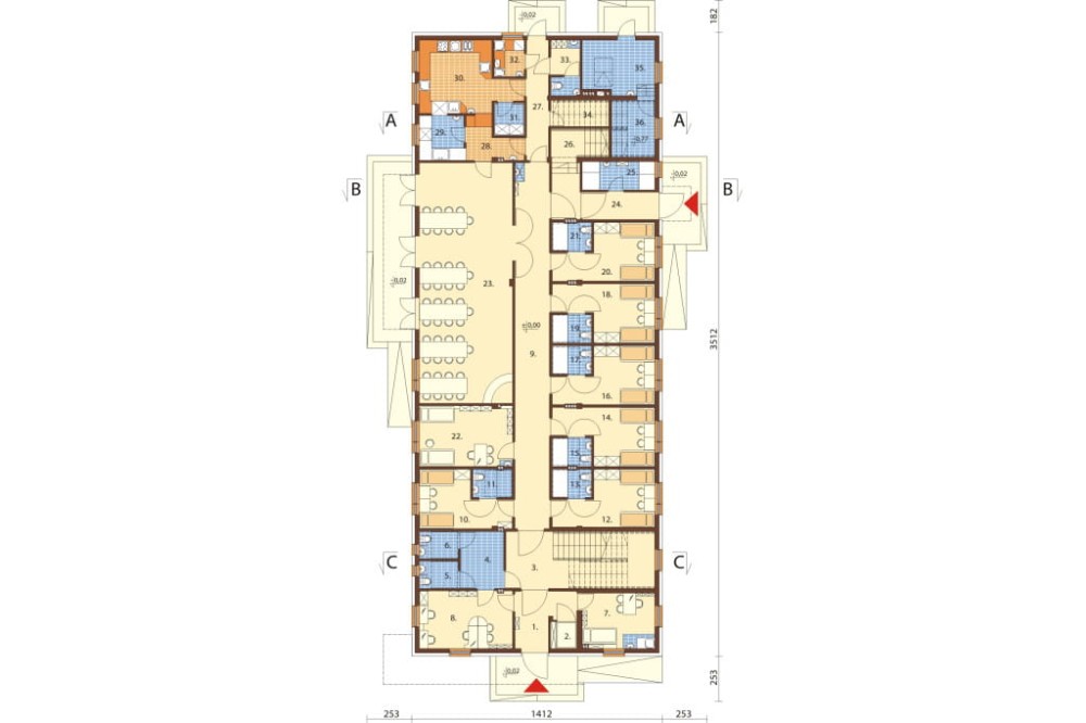 Projekt budynku K-65 - rzut parteru
