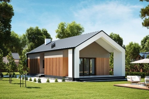 Projekt domu Stroiczka 2 L-6622, parterowy, nowoczesny, bez garażu - wizualizacja elewacji