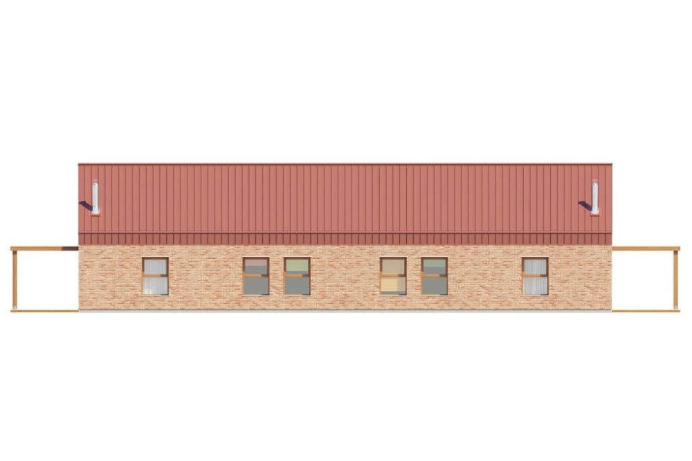 Projekt domu Kosmatka DM-6650, parterowy, dwurodzinny, nowoczesny, bez garażu, bez podpiwniczenia - elewacja ogrodowa