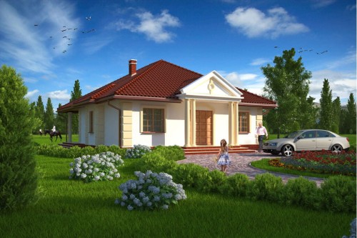 Projekt domu Jedlina DM-6209, parterowy, niepodpiwniczony, bez garażu-kolorystyka wersja 1