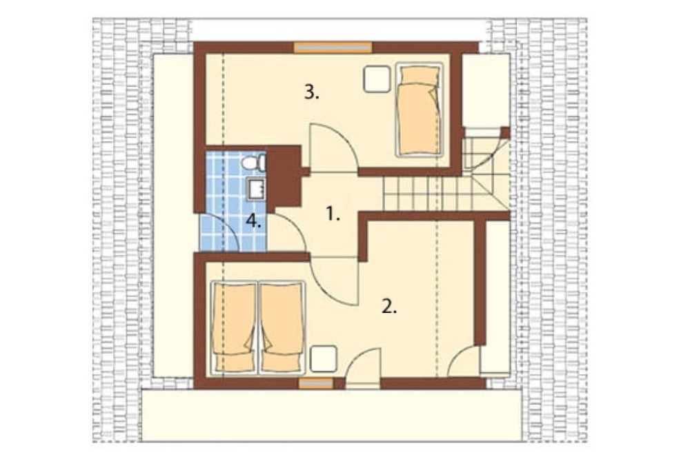 Projekt domu Przeborowo DM-6082, parterowy z poddaszem użytkowym i częściowym podpiwniczeniem, bez garażu  - rzut poddasza