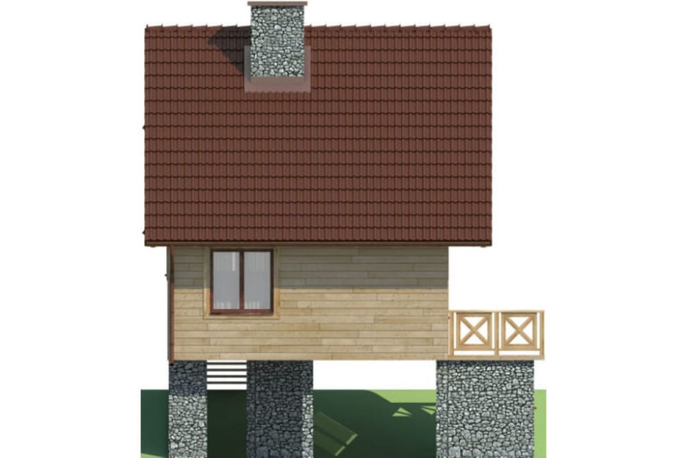 Projekt domu Przeborowo DM-6082, parterowy z poddaszem użytkowym i częściowym podpiwniczeniem, bez garażu  - elewacja ogrodowa