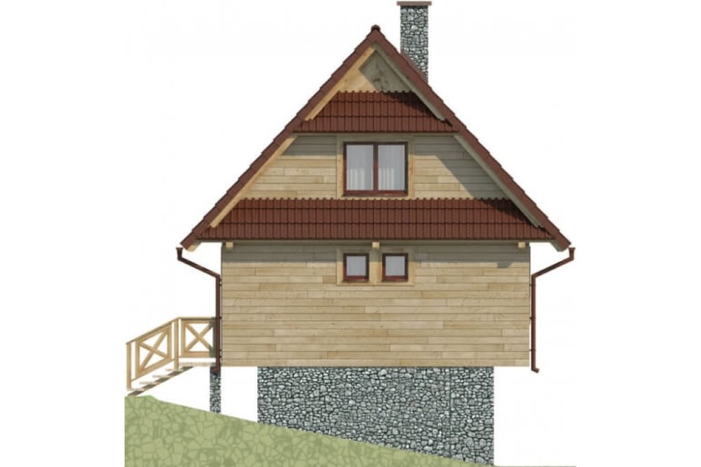 Projekt domu Przeborowo DM-6082, parterowy z poddaszem użytkowym i częściowym podpiwniczeniem, bez garażu  - elewacja lewa