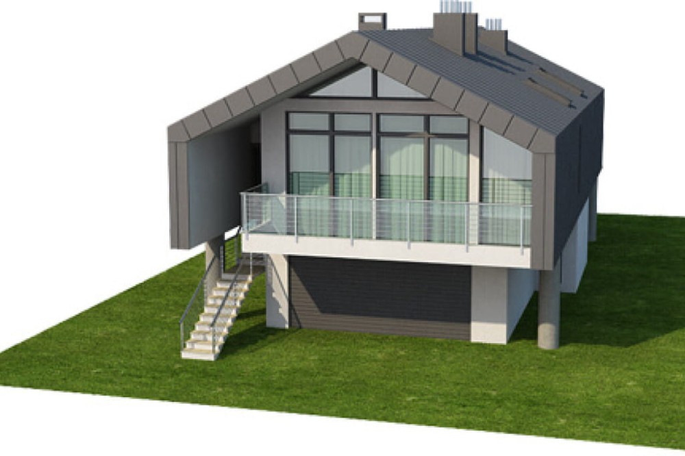 Projekt domu Strojnów DM-6505, parterowy z użytkowym poddaszem, z garażem dwustanowiskowym, bez podpiwniczenia - model