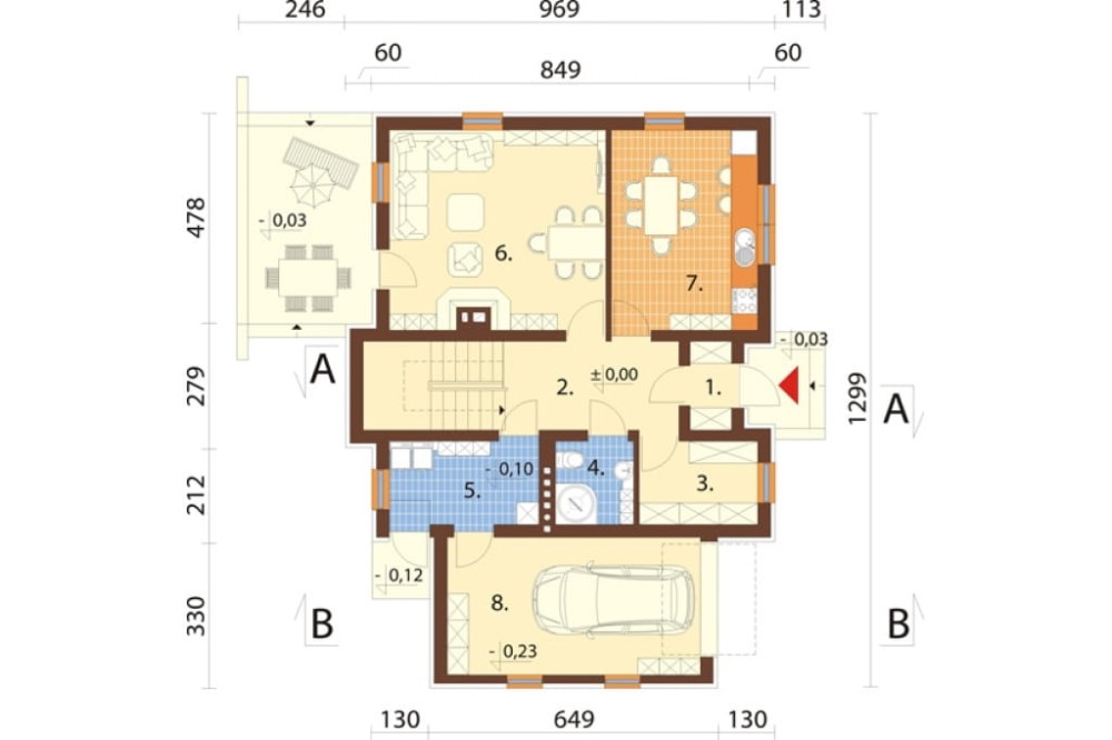 Projekt domu DM-6349 - rzut parteru