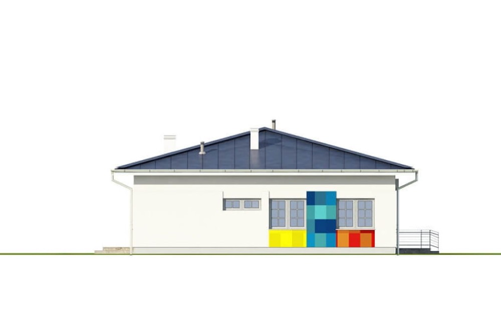 Projekt przedszkola K-102, parterowy, niepodpiwniczony - elewacja lewa