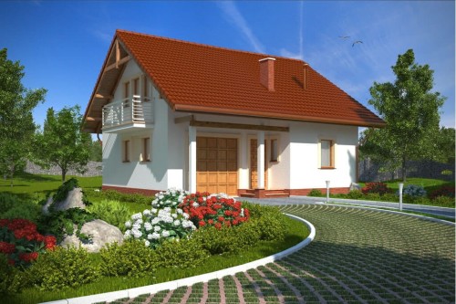 Projekt domu Ćmielów DM-6197, parterowy z poddaszem mieszkalnym, z garażem - kolorystyka wersja 2