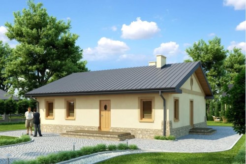 Projekt domu Mościska N DM-6300 N, parterowy, bez garażu, bez podpiwniczenia - kolorystyka wersja 1